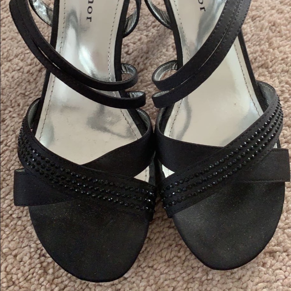 Black rhinestone metaphor heels